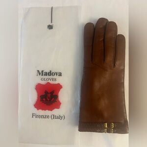 New Vintage Madova Women’s Size 6.5 chestnut brown kid Italian Leather gloves
